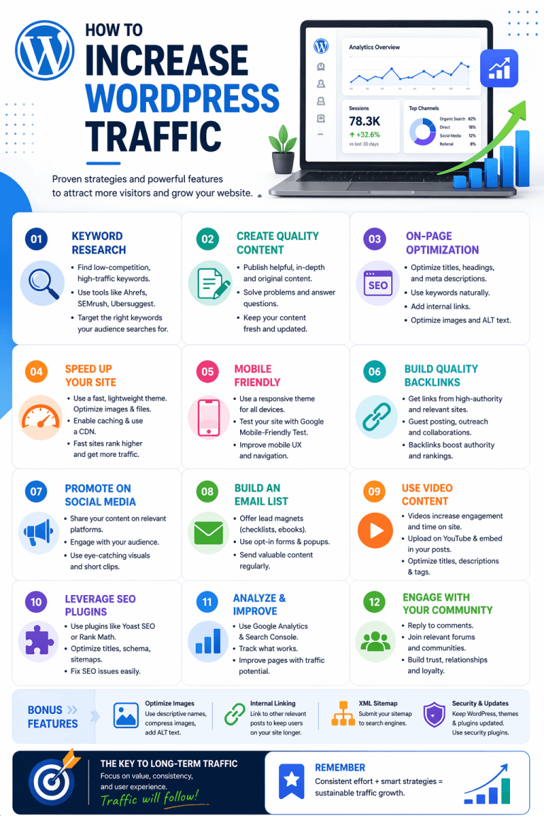How to Increase WordPress Website Traffic: 25 Proven Strategies