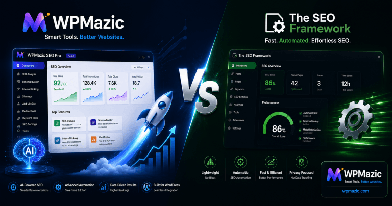WPMazic vs The SEO Framework: Which Plugin Wins 2026?