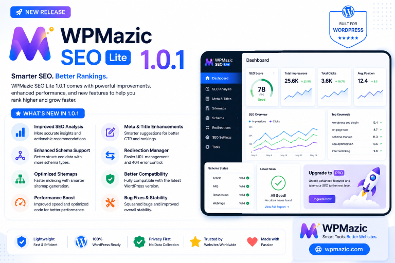 WPMazic SEO Lite 1.0.1 — Now with SEO Content Score, Auto Internal Links, and More